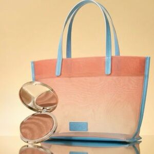 Kopari Beauty Gradient Transparent Pink and Blue Mesh Tote Bag 14”x7”x3 1/2”
